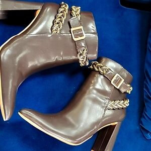 Cape Robbin Starski Chunky Ankle Boots for Women, Pointed Toe Heeled Booties